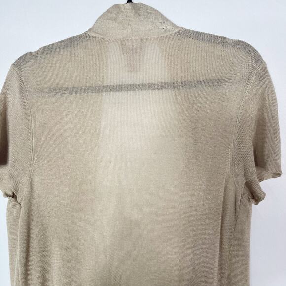 Chicos 1 Medium M Brown Short Sleeve Lightweight Open Front Cardigan Top Knit - Picture 5 of 12